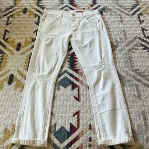 Pilcro Slim Boyfriend Crop White Jeans
